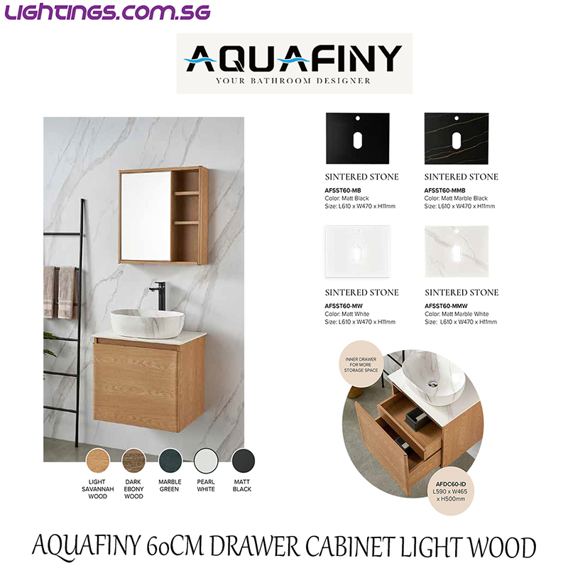 AQUAFINY 60CM DRAWER CABINET LW